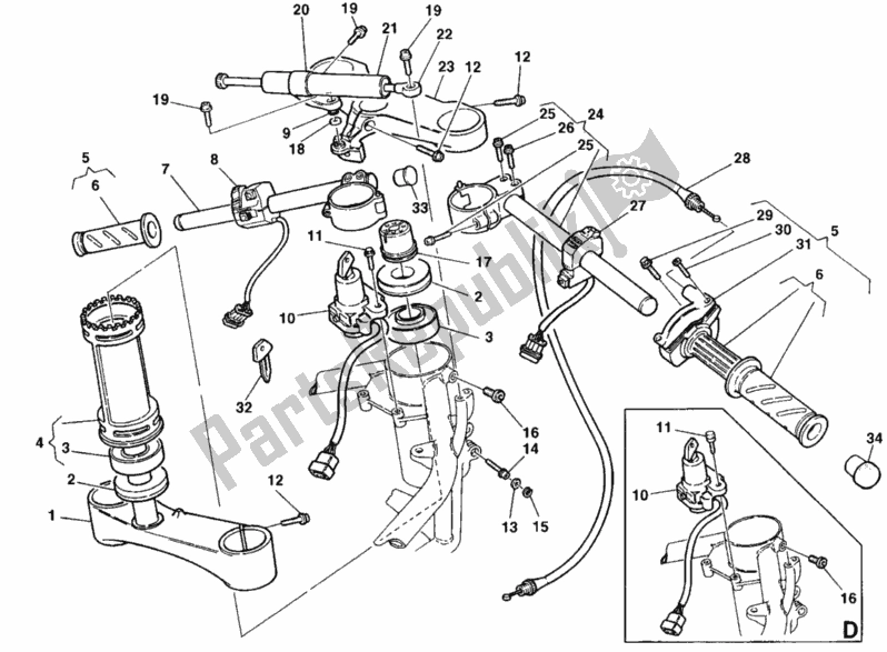 Toutes les pièces pour le Guidon du Ducati Superbike 916 Senna 1998